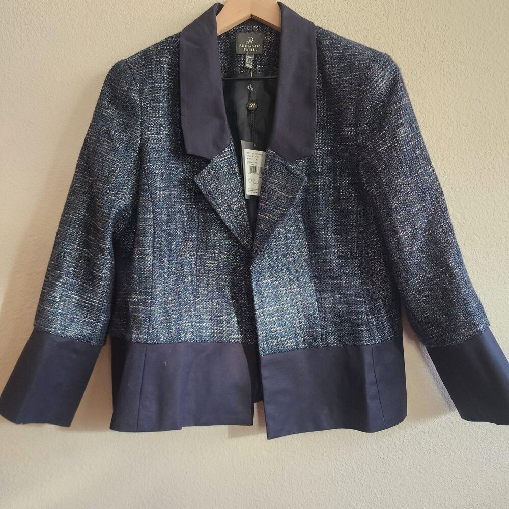 Adrianna Papell Blazer Womens 10 Mult Sparkle Metallic Trim Dressy Jacket Nwt